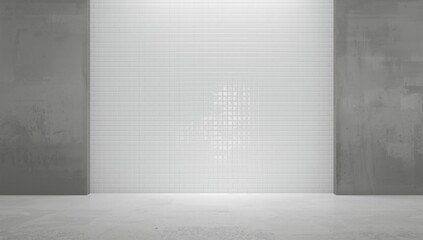 Close-up of ceramic brick tile wall serving as a durable background for interior decor or signage, construction material emphasis