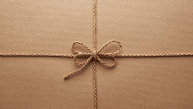 Detailed shot of a knotted twine bow, suitable for use in packaging design or as a decorative element in layouts