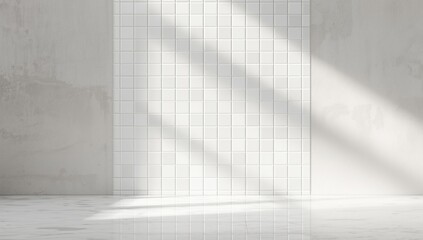 Ceramic brick wall and tiled floor featuring a geometric grid pattern, ideal for architectural or decorative applications, Earth Day