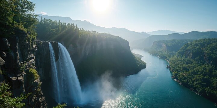 Kegon falls in Nikko during bright summer weather, with cascading water and surrounding forest emphasizing natural beauty and erosion risk