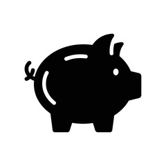 Obraz premium Black Piggy Bank Icon for Financial Savings and Budget Planning
