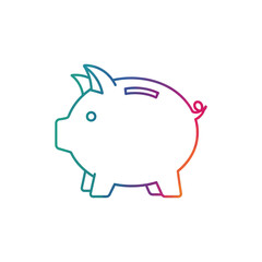 Colorful Line Art Illustration of a Piggy Bank with Coin Slot on Its Back
