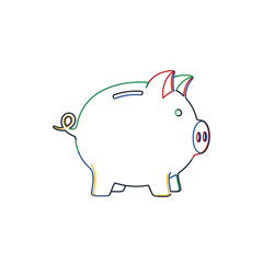 Obraz premium Colorful Line Art Piggy Bank Illustration for Financial Saving Concepts