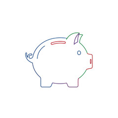 Obraz premium Colorful Line Drawing of Piggy Bank for Money Saving Concept