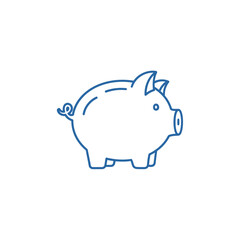 Obraz premium Cute Blue Line Art Pig Icon for Animal and Farm-themed Designs