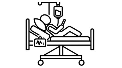 Hospital patient receiving iv treatment in bed