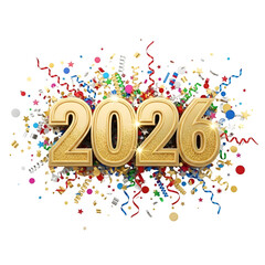 New Year 2026 Celebration isolated on transparent background