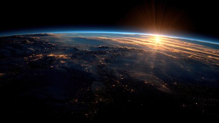 Obraz premium Earth from space with sunrise over the horizon illustration