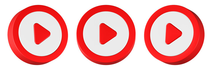 play video icon 3d render red button