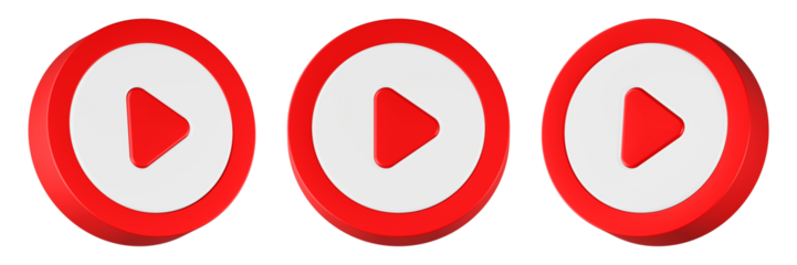 play video icon 3d render red button