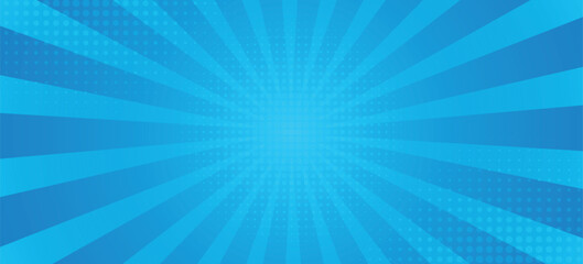 Pop art comic sunburst effect background with halftones. Cartoon abstract vector background.