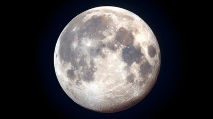 Fototapeta premium Detailed Full Moon Illuminated Against a Deep Black Night Sky.