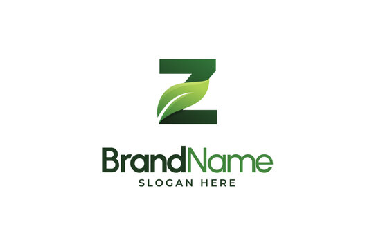 Modern Letter Z leaf logo. Alphabetic leaves logo template. Organic shape logo for herbal company. Initial Z leaf symbols. Eco company icon template. Green Nature logo. Initial sign for clinic company