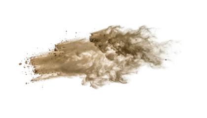 An isolated sepia-toned cloud or smoke effect against a stark black background