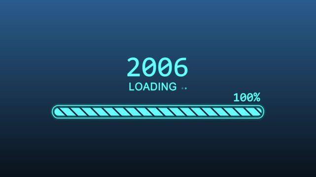 Happy new year 2006. Loading process line. Progress loading bar on transparent background.