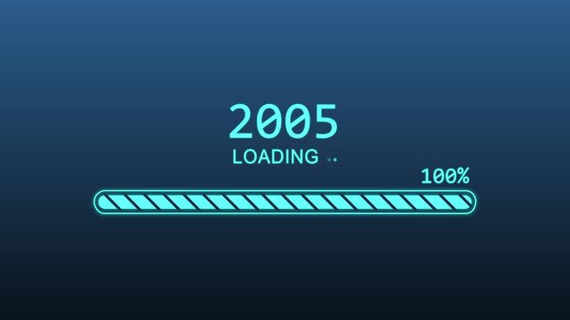Happy new year 2005. Loading process line. Progress loading bar on transparent background.