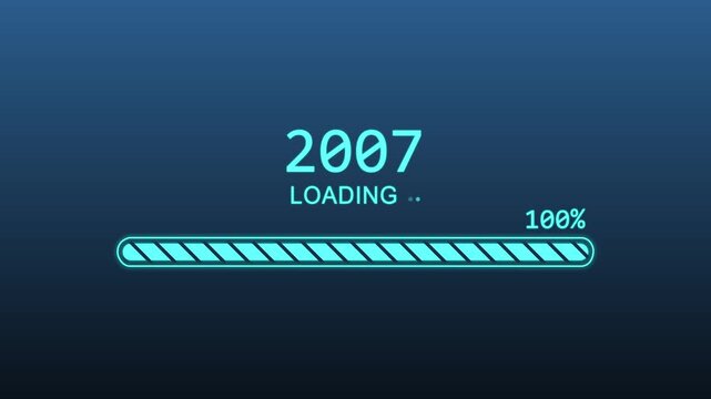 Happy new year 2007. Loading process line. Progress loading bar on transparent background.