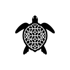 Obraz premium geometric sea turtle silhouette tribal mandala vector icon