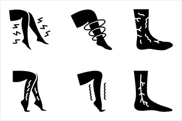 Varicose icon set, on white background.