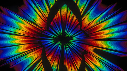 Laser interference  background of abstract light waves with psychedelic fractal rays and a digital star explosion pattern creating a vibrant light texture for a wallpaper design 