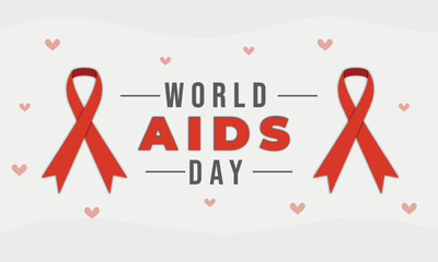 World aids day poster with ribbons and hearts the picture shows red aids ribbons with the words world aids day.