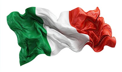 Waving Italy flag with green, white, and red stripes, isolated on white