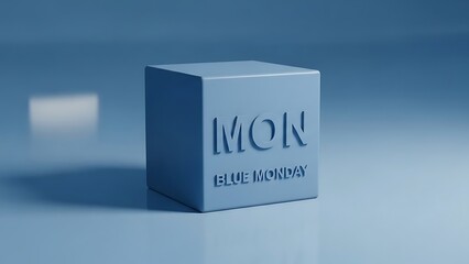 Blue Monday concept with 3D cube calendar
