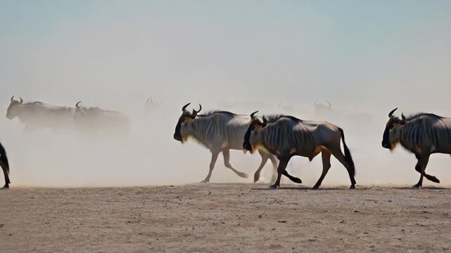 wildebeest gnu antelopes southern africa wildlife video