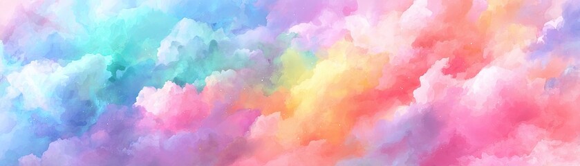 Abstract pastel clouds blend in soft, diffused light