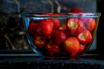 strawberries in glass © talavietis