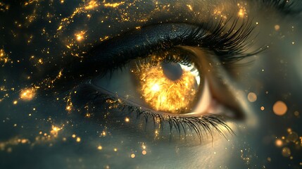 Golden glowing cosmic eye.