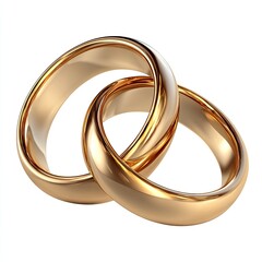 Two intertwined golden wedding rings, symbolizing unity, on a white background