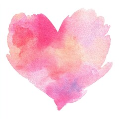 Watercolor heart in vibrant shades of pink, orange, and subtle hints of blue