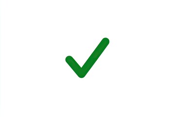 Isolated, green check mark with rounded edges on a white background