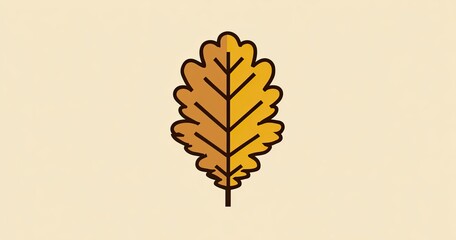 Autumnal leaf icon with dark outlines against a light beige background