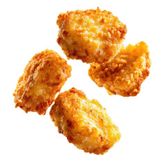 Crispy, golden-brown chicken nuggets, isolated