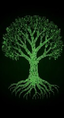 Pixelated Green Tree Art.