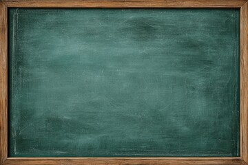 Green chalkboard with wooden frame and faint chalk dust texture