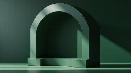 geometric arch in a deep forest green color.