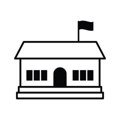 School Outline Illustration Icon Vector for Education Design