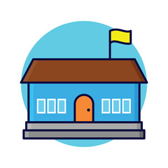 School Lineal Color Illustration Icon Vector for Education Design