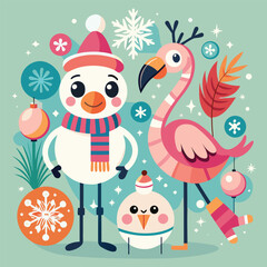 Fototapeta premium christmas card with snowman