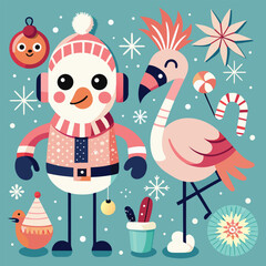 Fototapeta premium new year card with snowman