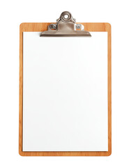 Blank wooden clipboard with white paper