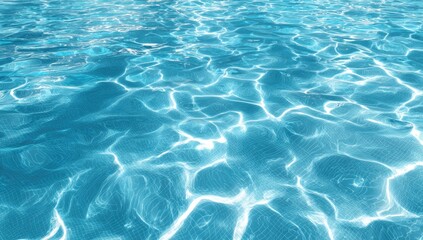 Sunlit, crystal-clear water surface with shimmering reflections and gentle ripples