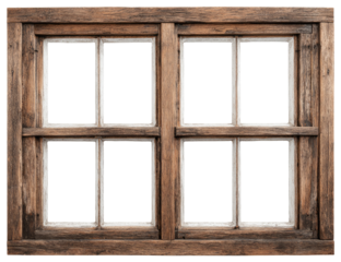 Aged wooden window frame with divided panes (2)