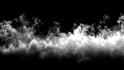 Dense white plumes rising against black, wispy tendrils forming