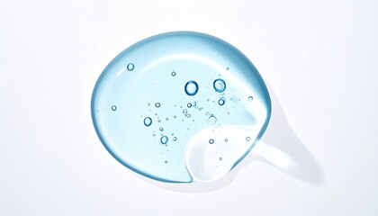 Close-up of a blue, translucent gel blob with bubbles