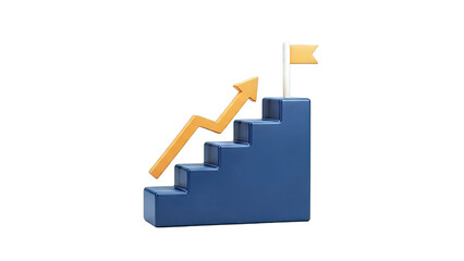 3D Rendering of Stairs, Arrow, and Flag