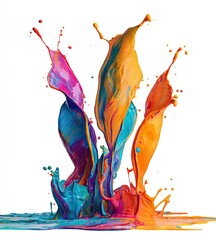 Colorful paint bursts up, a vibrant mix in a chaotic, abstract splash